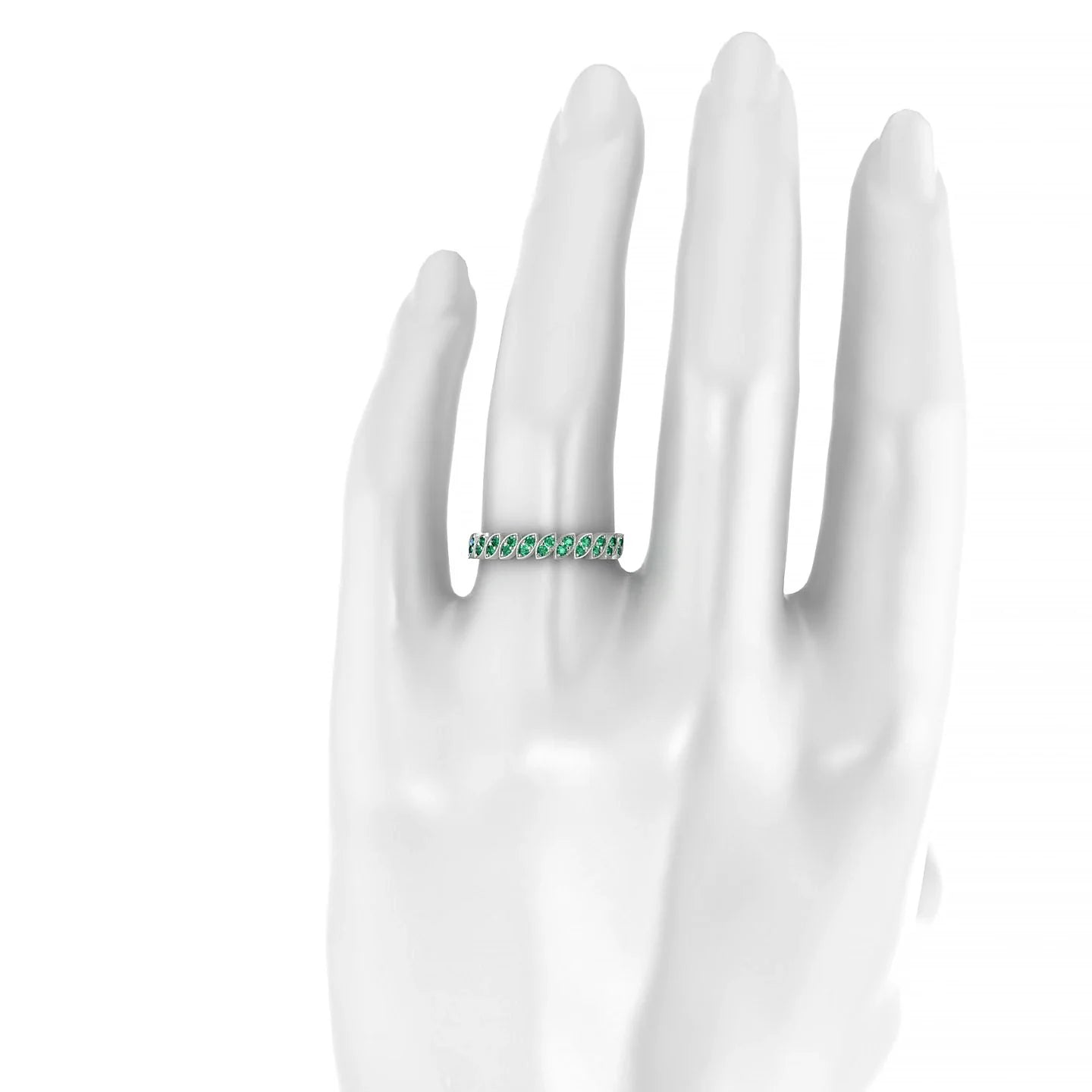 Whisper | 18k White Gold 1.3 mm Round Emerald Ring