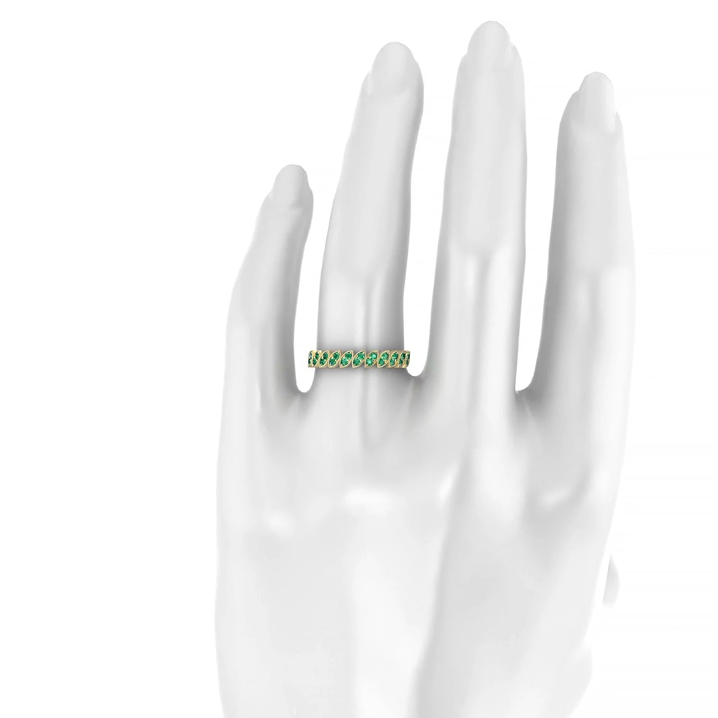 Whisper | 18k Yellow Gold 1.3 mm Round Emerald Ring