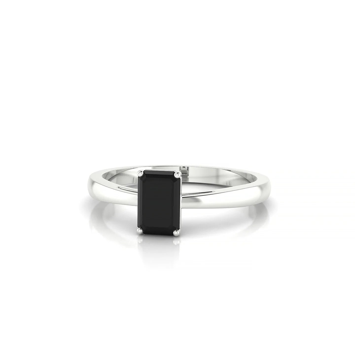 Zenith | 18k White Gold 6 x 4 mm Emerald Black Diamond Ring