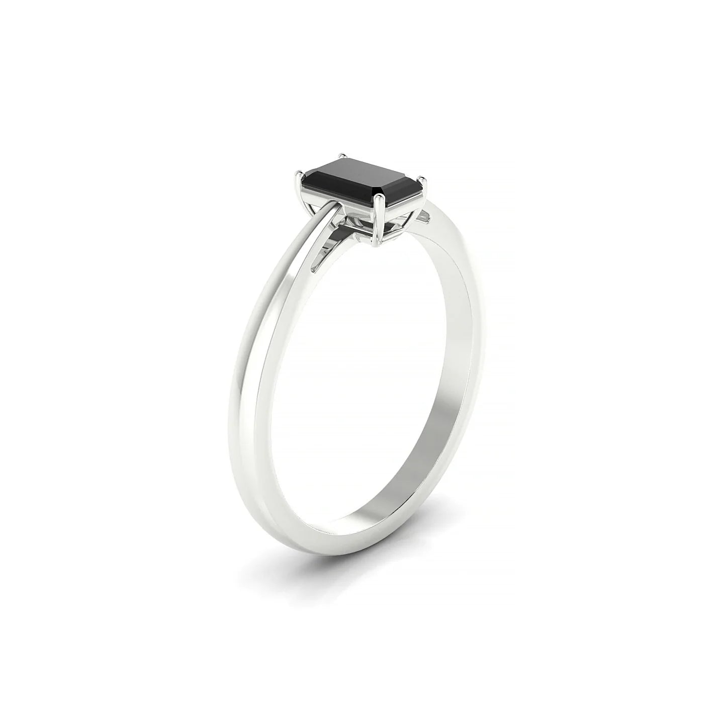 Zenith | 18k White Gold 6 x 4 mm Emerald Black Diamond Ring