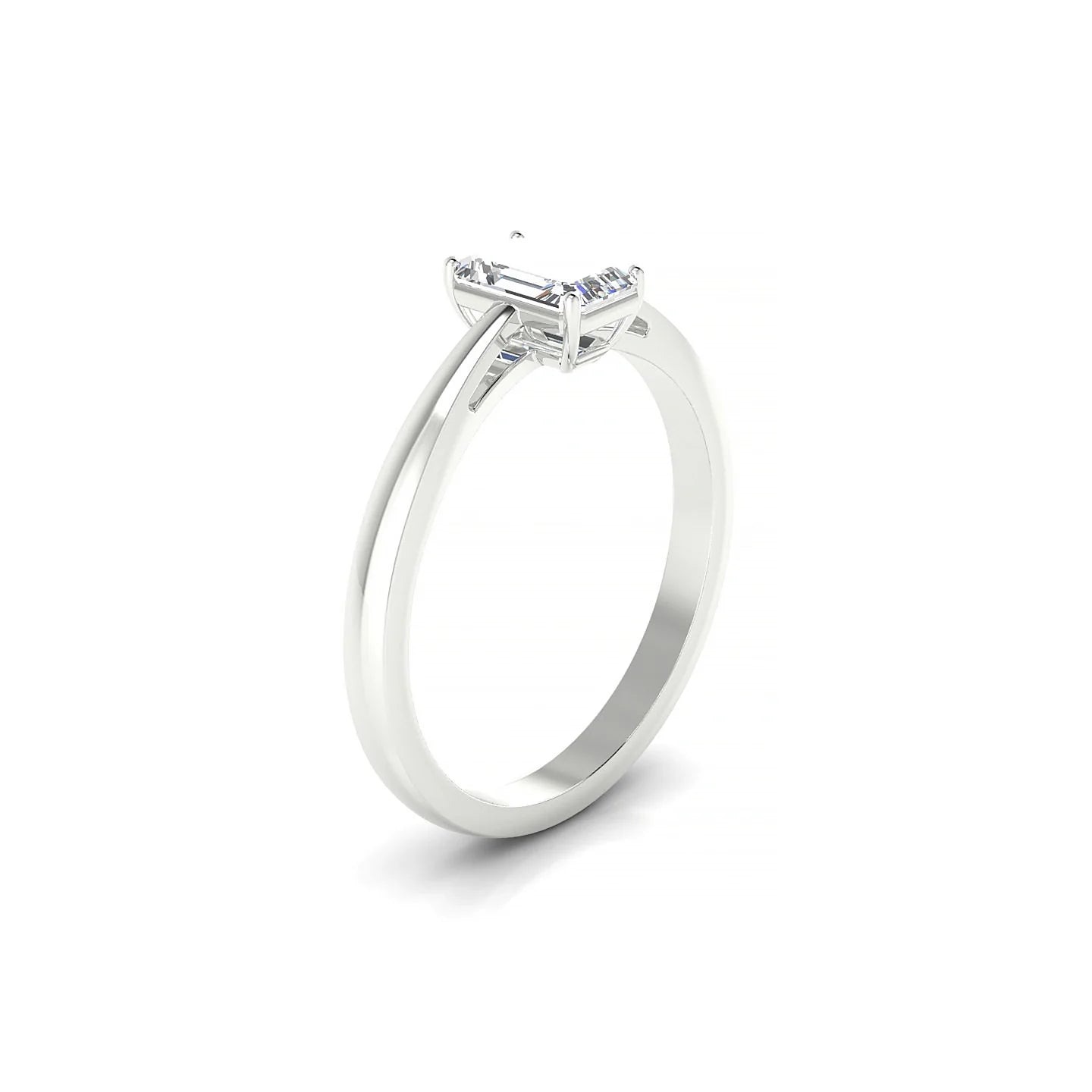 Zenith | 18k White Gold 6 x 4 mm Emerald Diamond Ring
