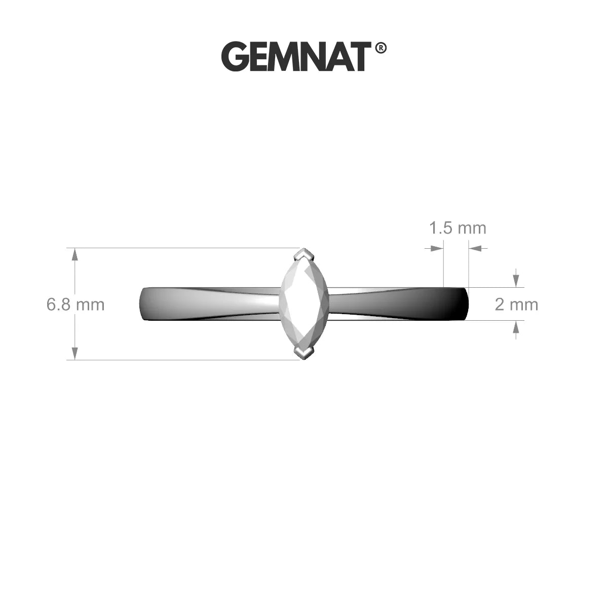 Zenith | 18k White Gold 6 x 3 mm Marquise Topaz Ring