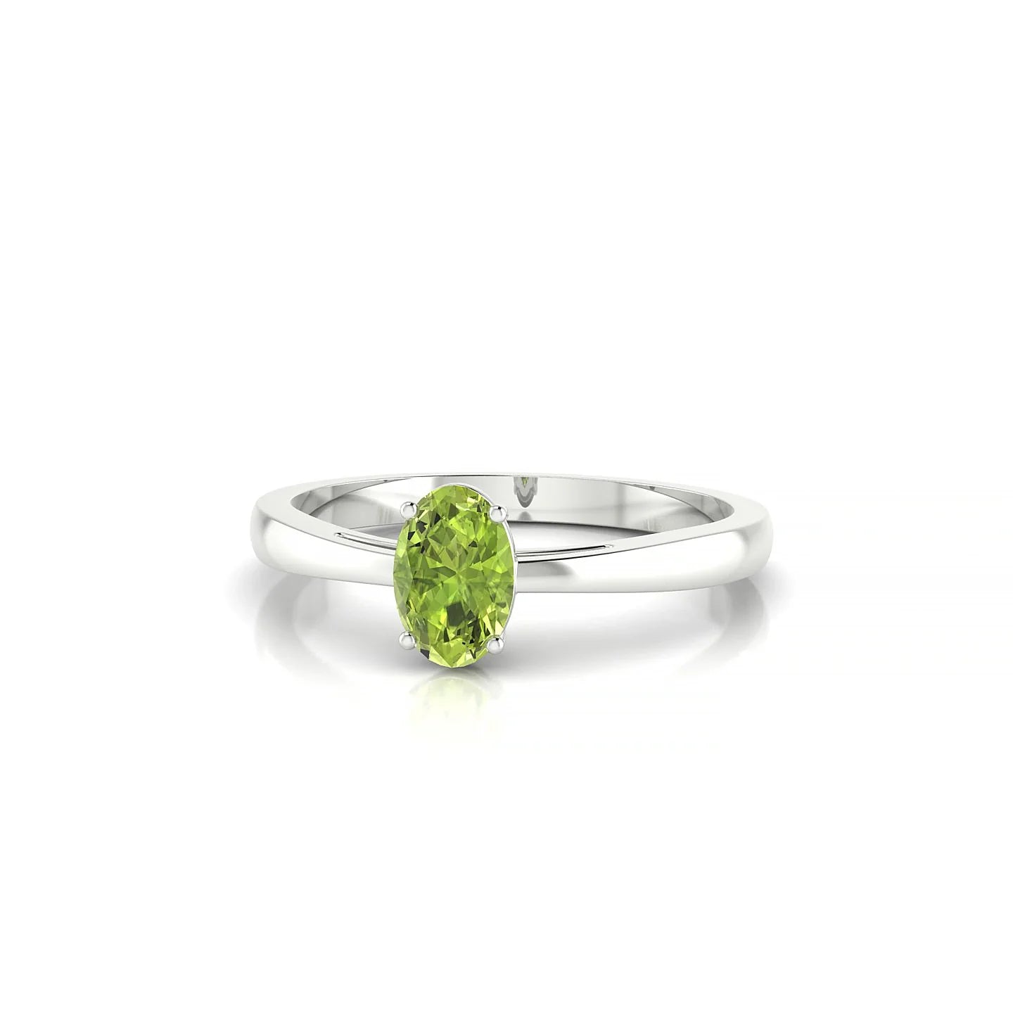 Zenith | 18k White Gold 6 x 4 mm Oval Peridot Ring