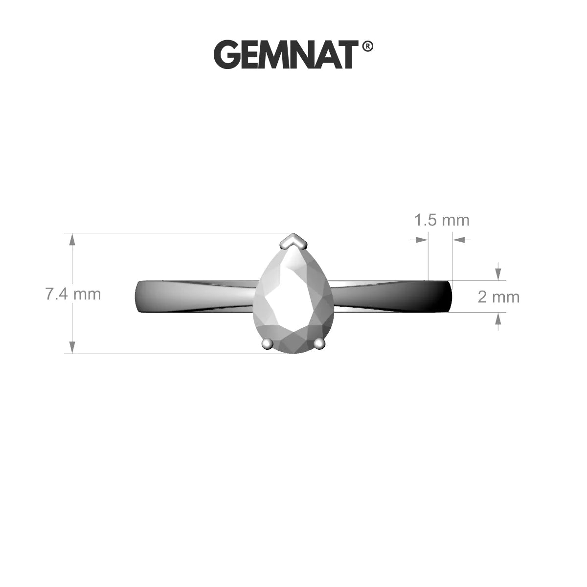 Zenith | 18k White Gold 7 x 5 mm Pear Citrine Ring