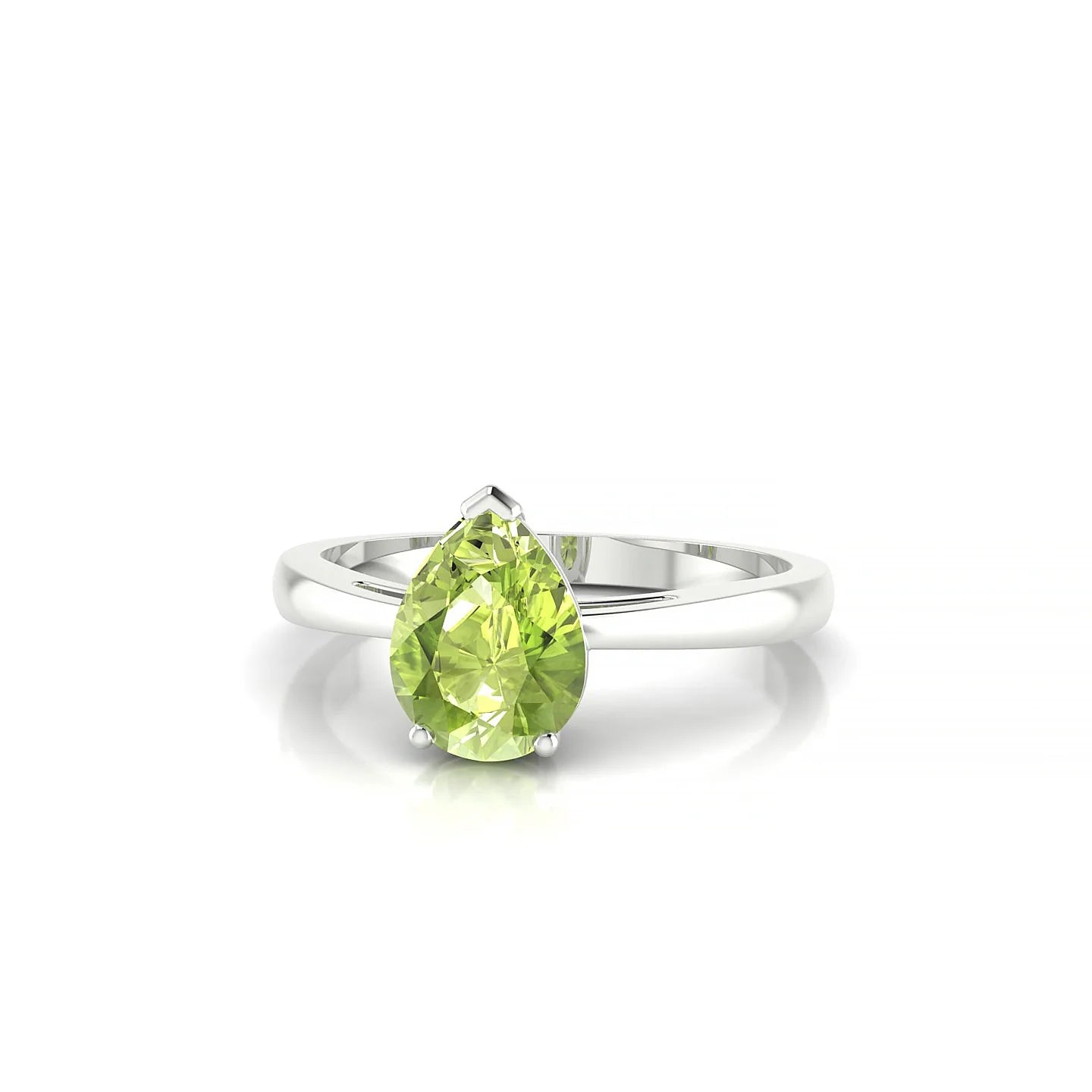 Zenith | 18k White Gold 8 x 6 mm Pear Peridot Ring