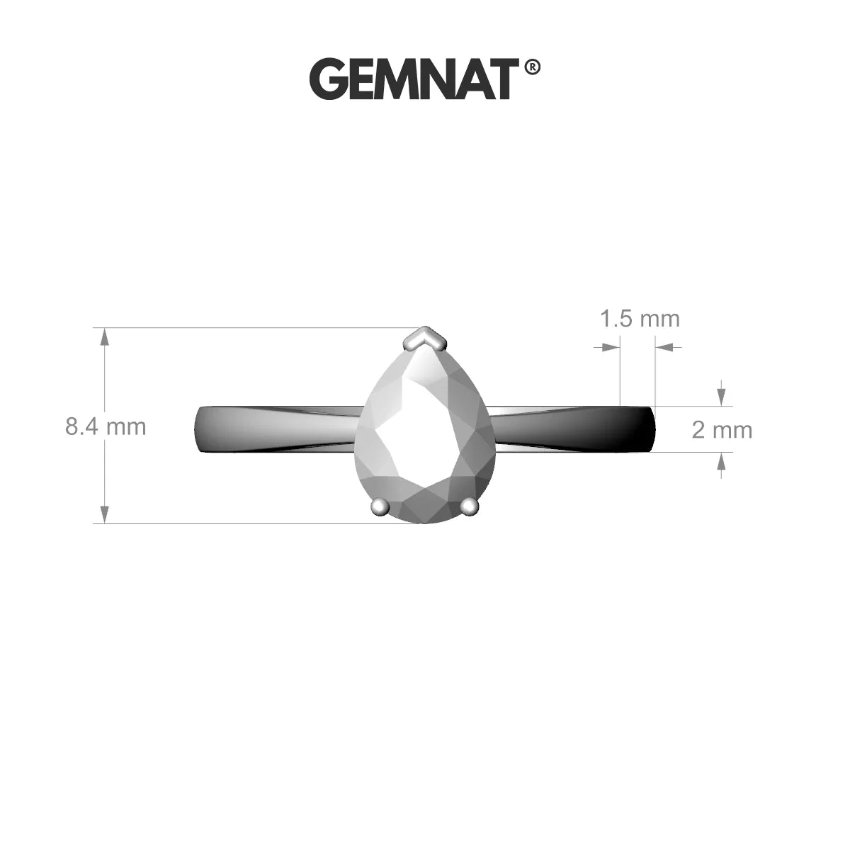 Zenith | 18k White Gold 8 x 6 mm Pear Pink Sapphire Ring