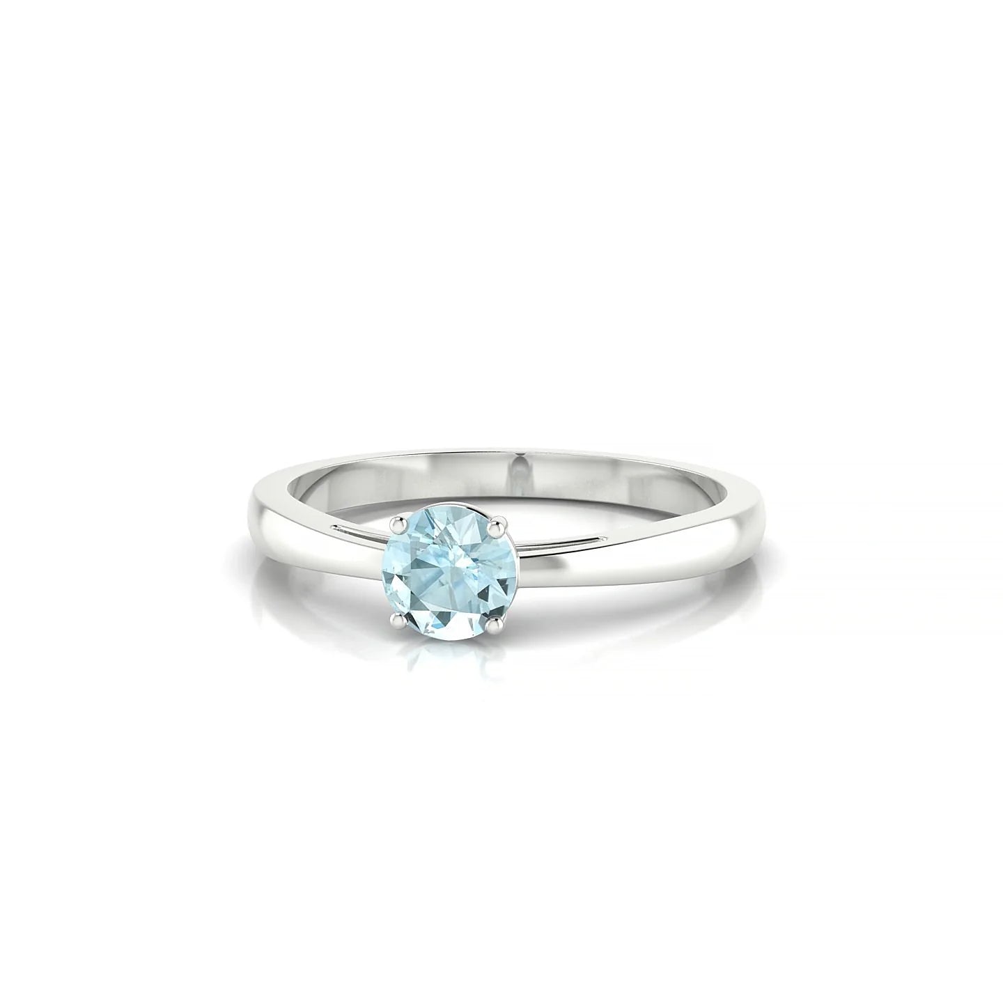 Zenith | 18k White Gold 4.5 mm Round Aquamarine Ring