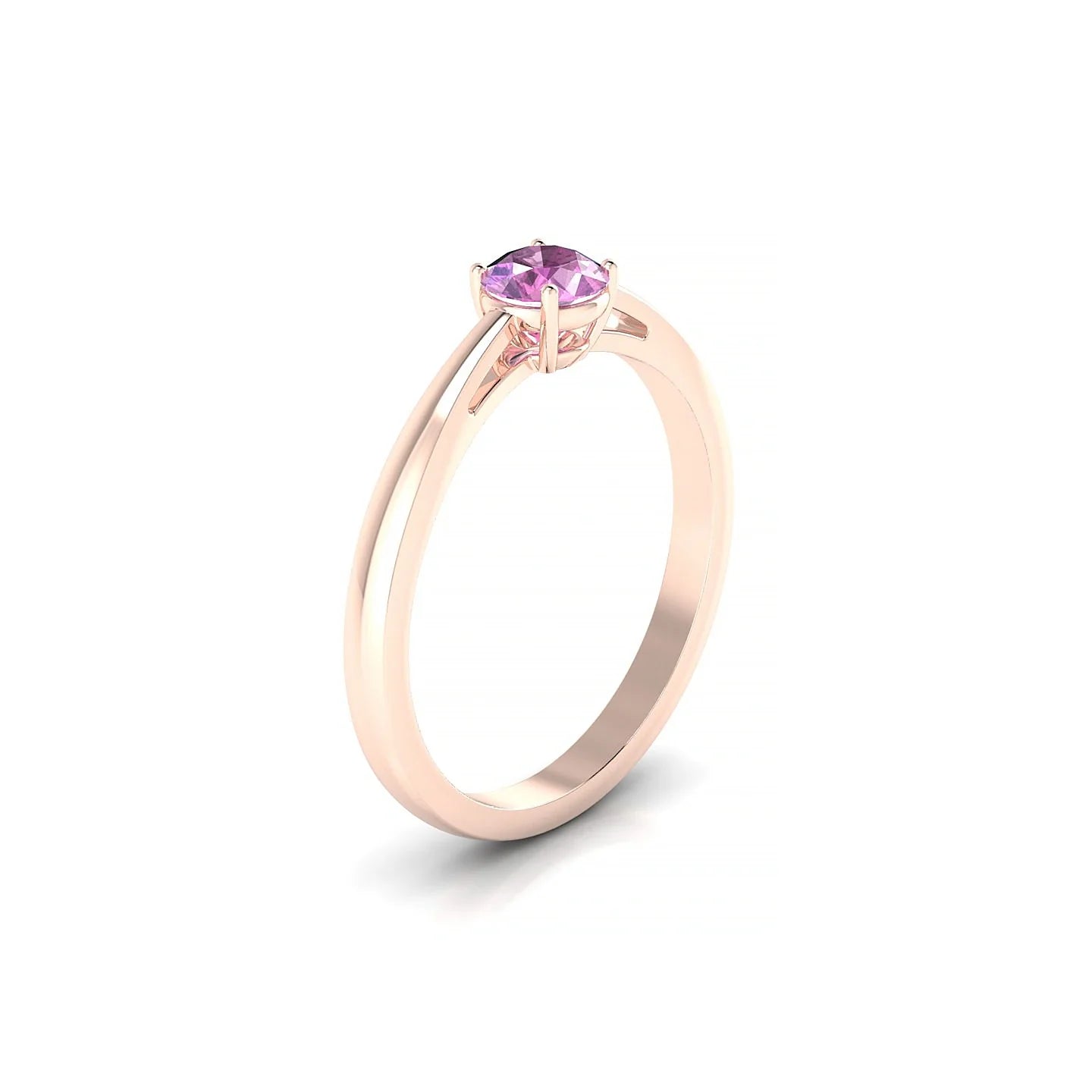 Zenith | 18k Rose Gold 4.5 mm Round Pink Sapphire Ring