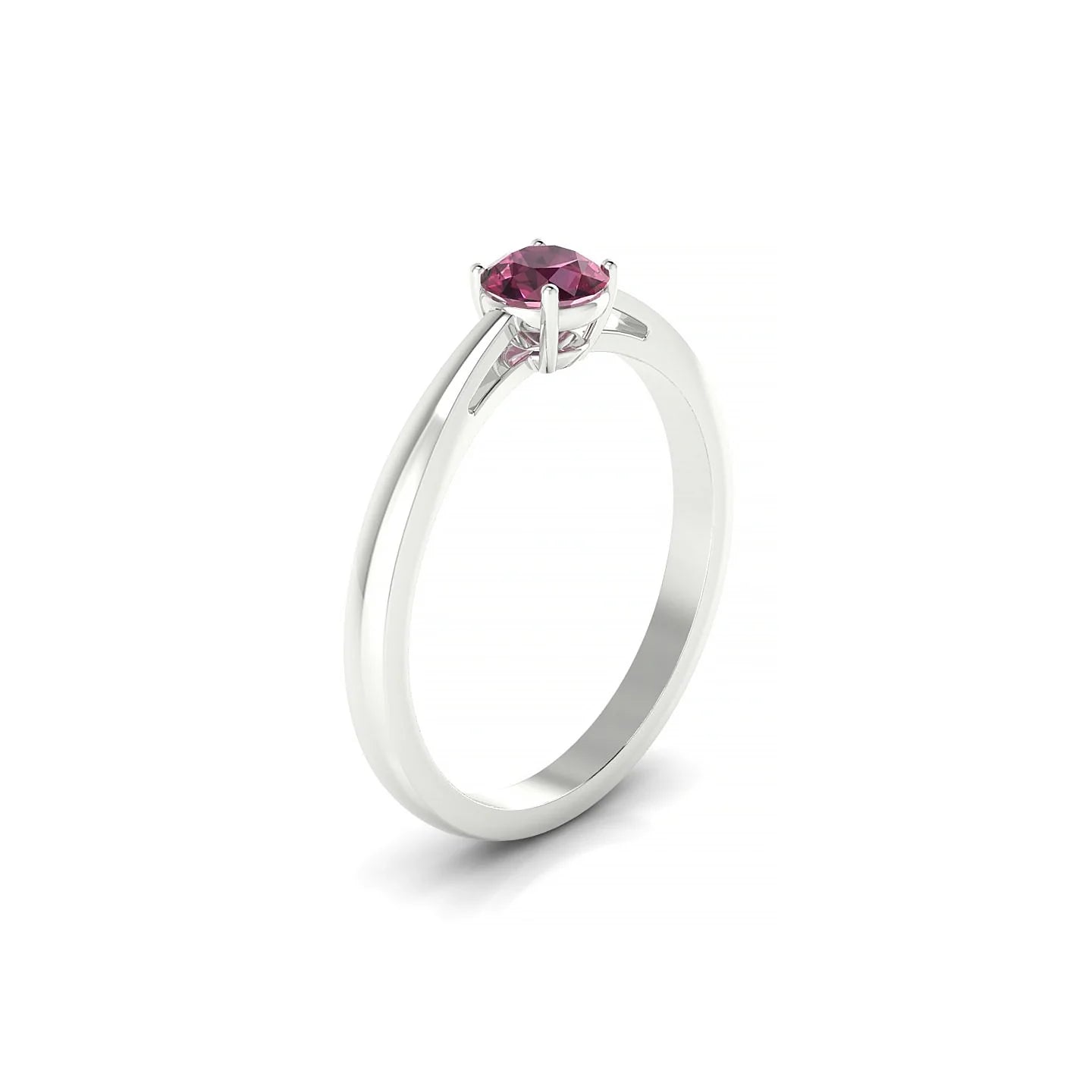 Zenith | 18k White Gold 4.5 mm Round Rhodolite Ring