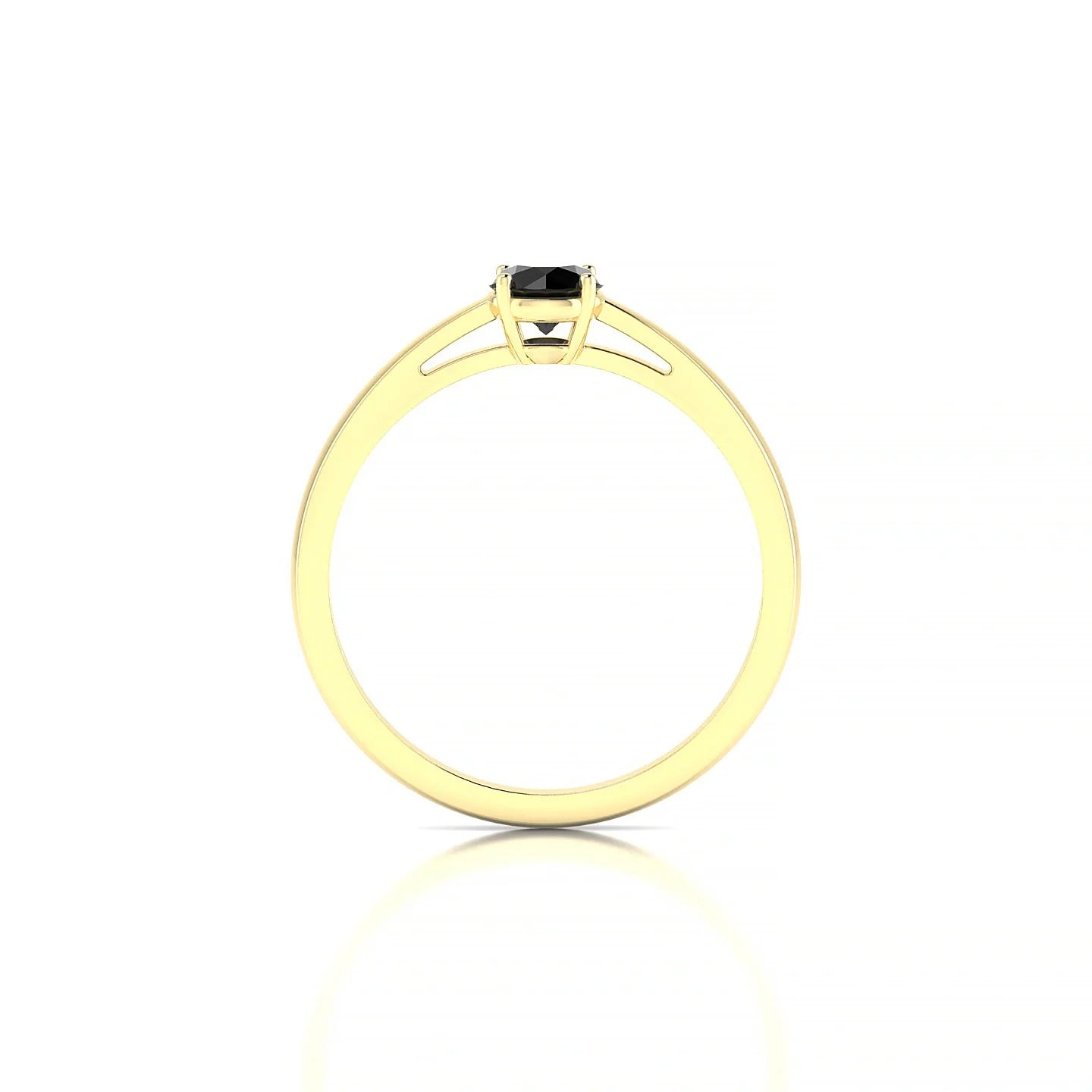 Zenith | 18k Yellow Gold 4.5 mm Round Black Diamond Ring