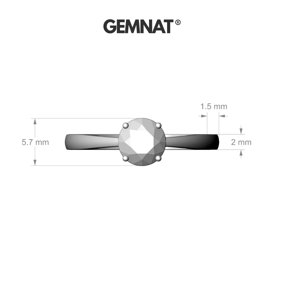Zenith | 18k White Gold 5.7 mm Round Diamond Ring