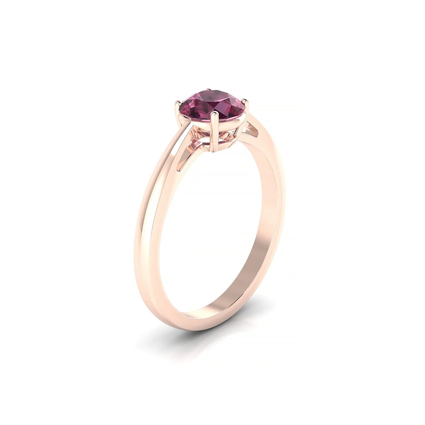 Zenith | 18k Rose Gold 6 mm Round Rhodolite Ring