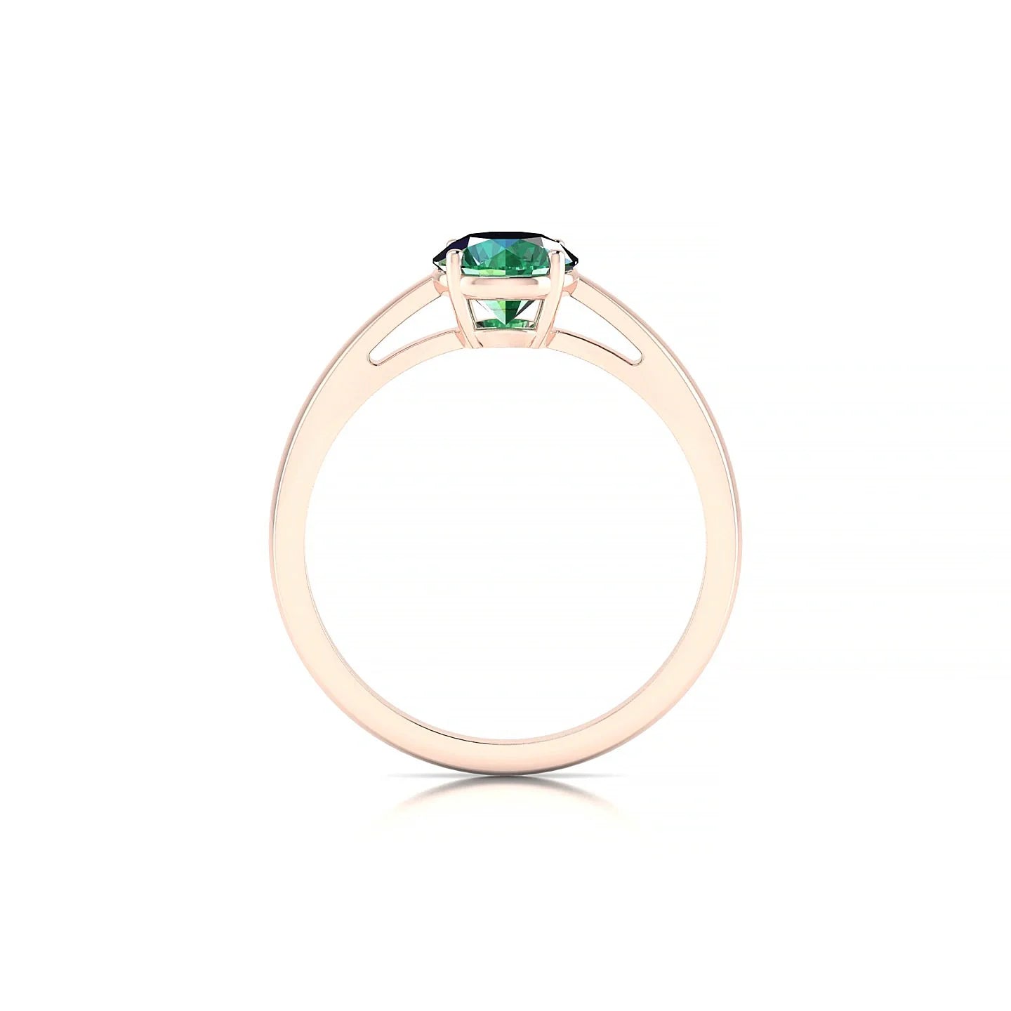 Zenith | 18k Rose Gold 6 mm Round Emerald Ring