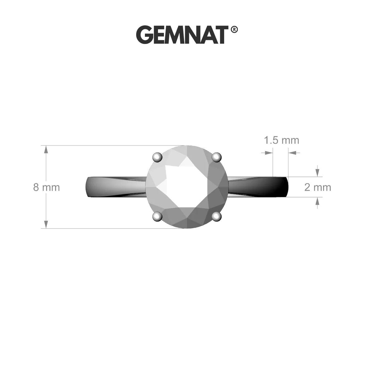 Zenith | 18k White Gold 8 mm Round Topaz Ring